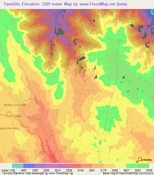Tambillo,Bolivia Elevation Map