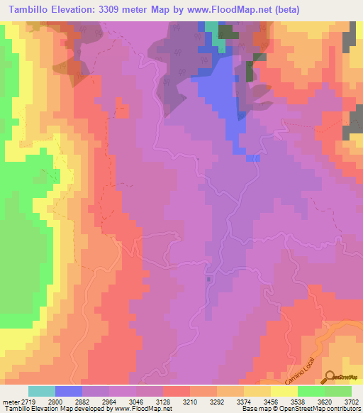 Tambillo,Bolivia Elevation Map