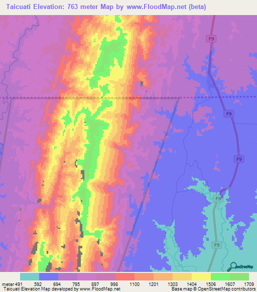 Taicuati,Bolivia Elevation Map