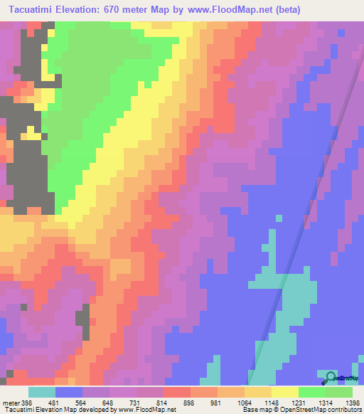 Tacuatimi,Bolivia Elevation Map