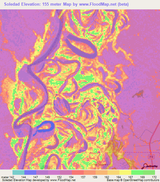 Soledad,Bolivia Elevation Map