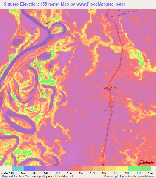 Siquero,Bolivia Elevation Map