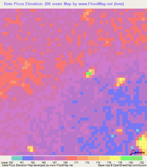Siete Picos,Bolivia Elevation Map