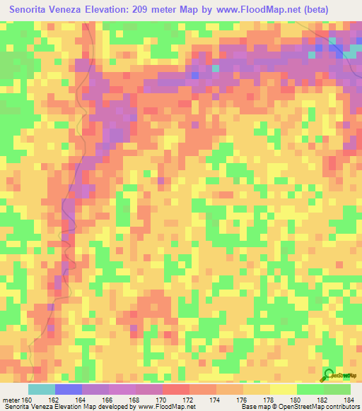 Senorita Veneza,Bolivia Elevation Map