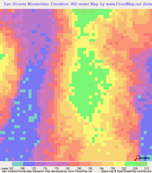 San Vicente Montevideo,Bolivia Elevation Map