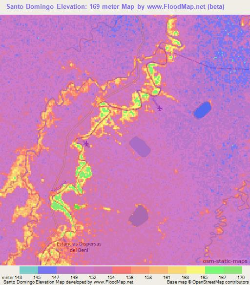 Santo Domingo,Bolivia Elevation Map