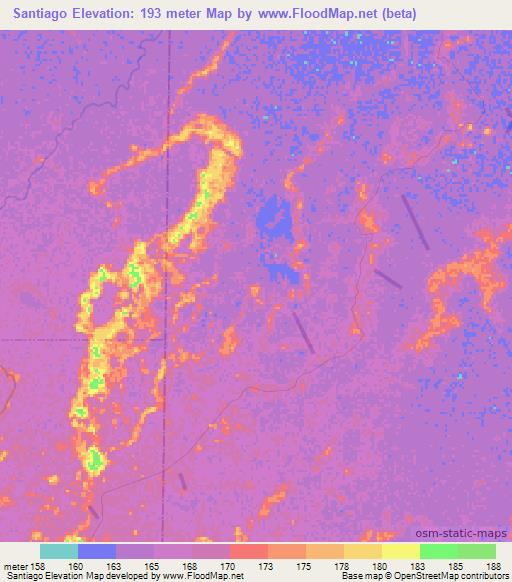Santiago,Bolivia Elevation Map
