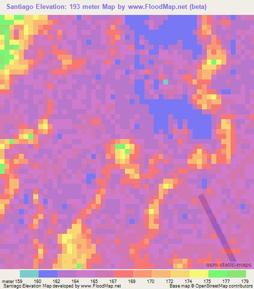 Santiago,Bolivia Elevation Map