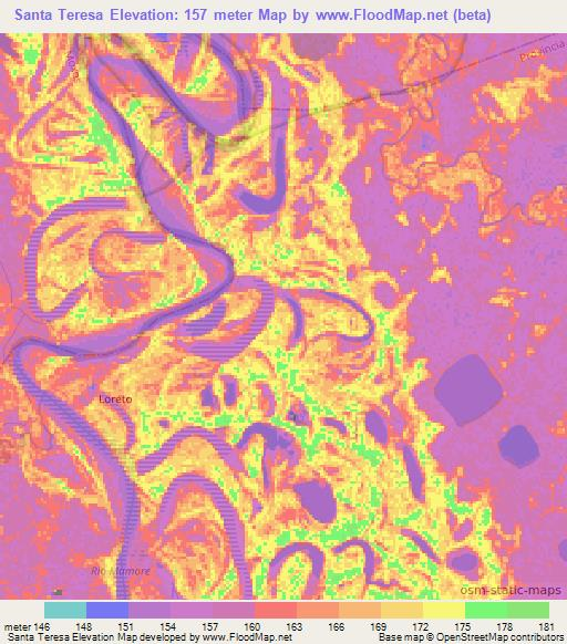 Santa Teresa,Bolivia Elevation Map