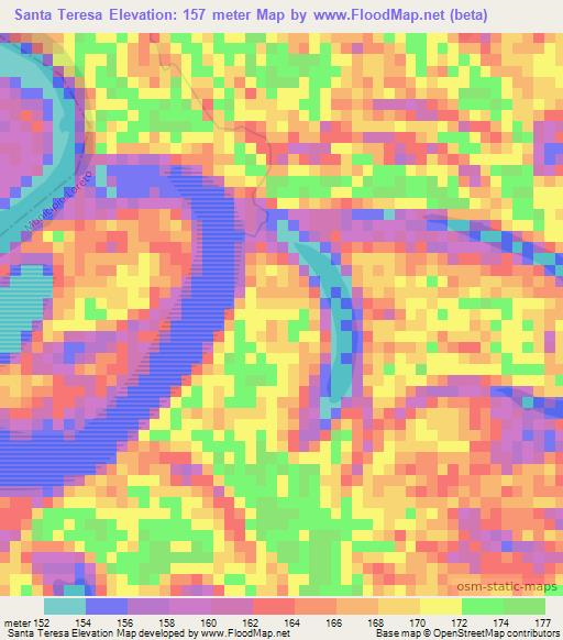 Santa Teresa,Bolivia Elevation Map