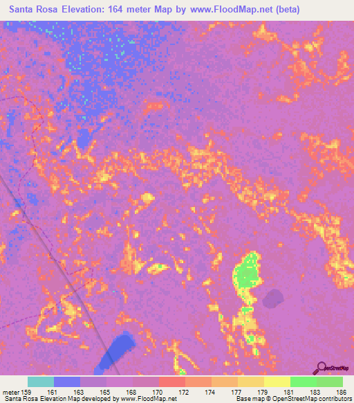 Santa Rosa,Bolivia Elevation Map