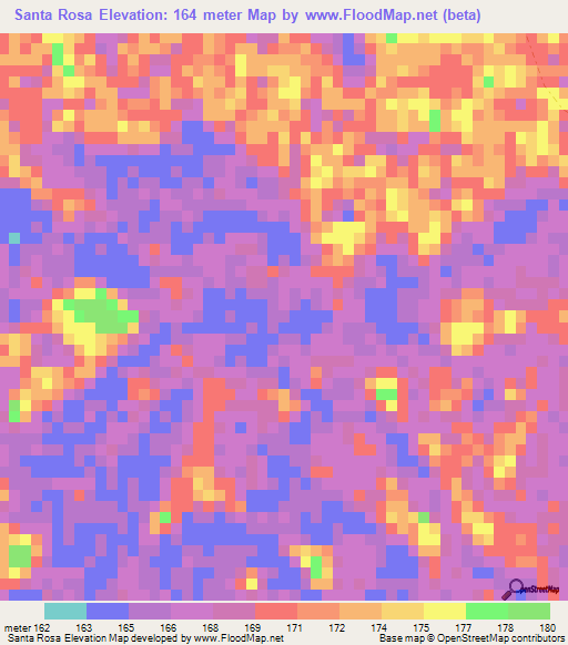 Santa Rosa,Bolivia Elevation Map