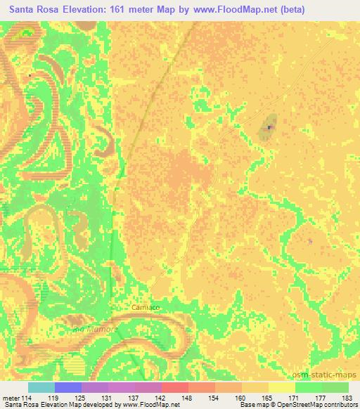 Santa Rosa,Bolivia Elevation Map