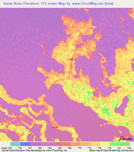 Santa Rosa,Bolivia Elevation Map