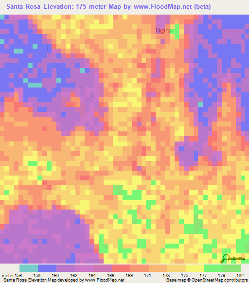 Santa Rosa,Bolivia Elevation Map