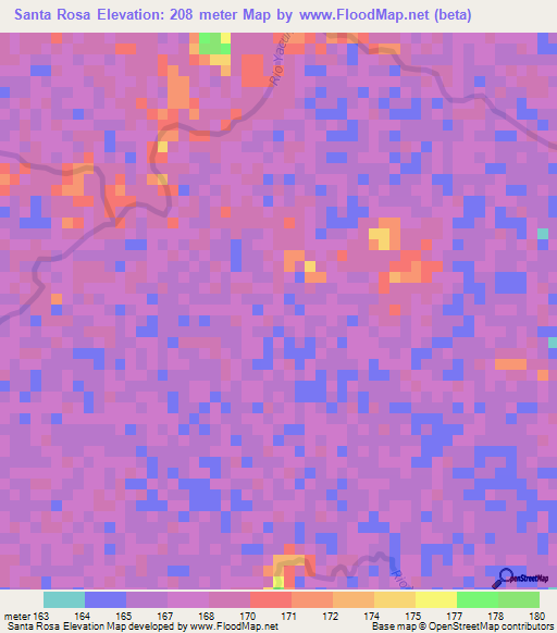 Santa Rosa,Bolivia Elevation Map