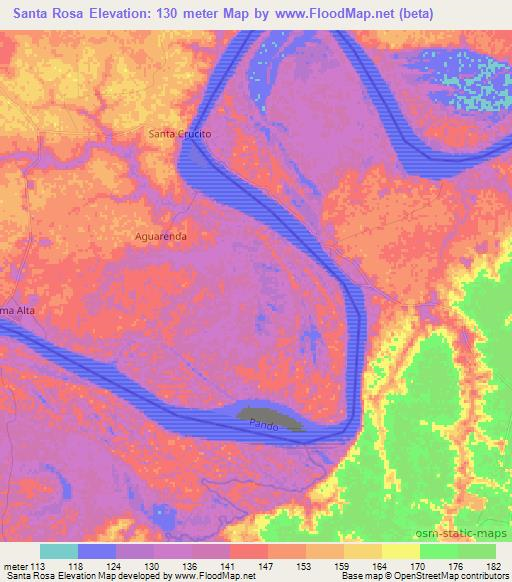 Santa Rosa,Bolivia Elevation Map