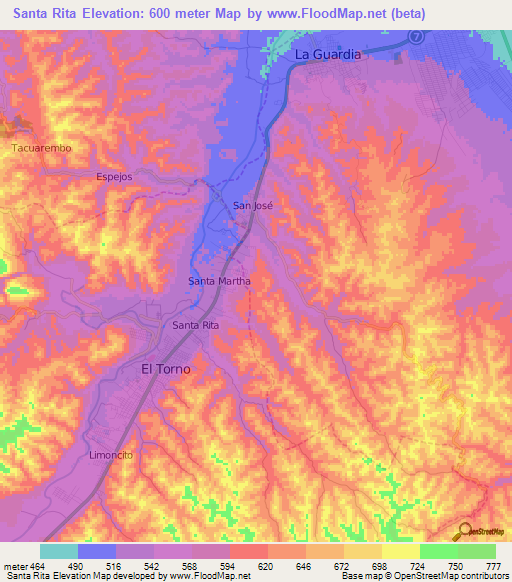 Santa Rita,Bolivia Elevation Map