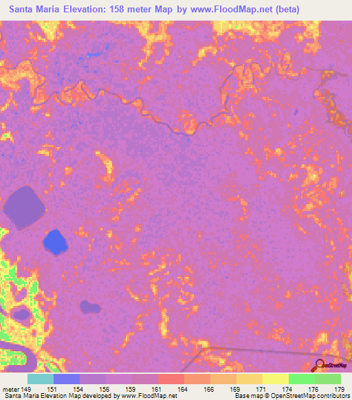 Santa Maria,Bolivia Elevation Map