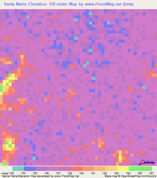 Santa Maria,Bolivia Elevation Map