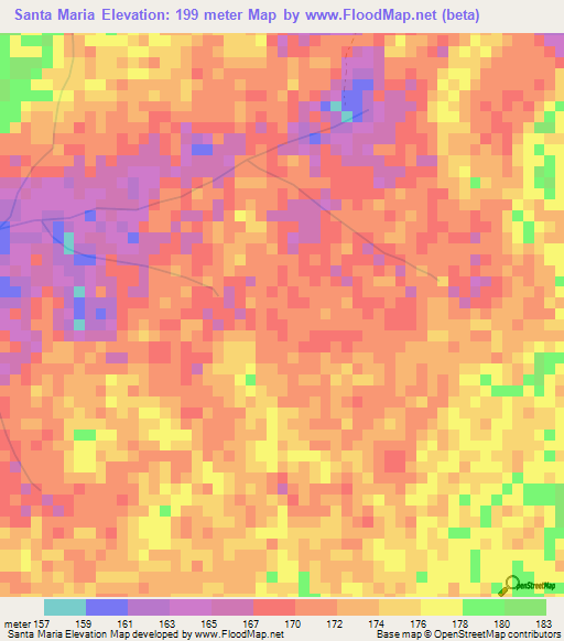 Santa Maria,Bolivia Elevation Map
