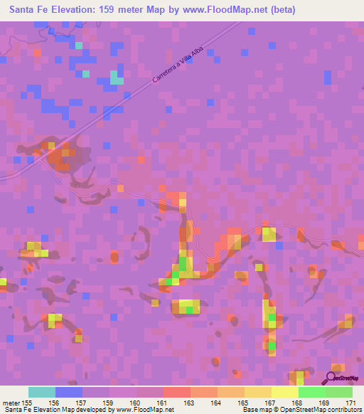 Santa Fe,Bolivia Elevation Map
