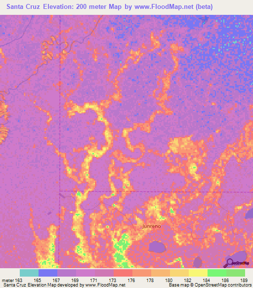 Santa Cruz,Bolivia Elevation Map