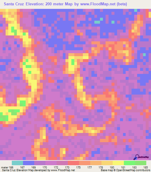 Santa Cruz,Bolivia Elevation Map