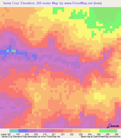 Santa Cruz,Bolivia Elevation Map