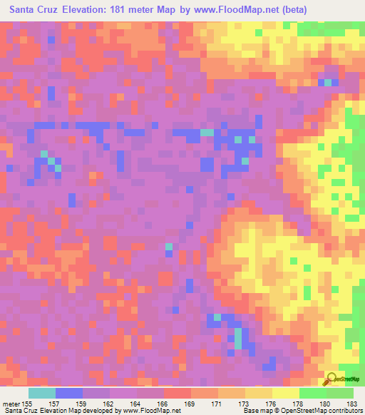 Santa Cruz,Bolivia Elevation Map