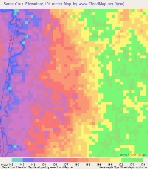 Santa Cruz,Bolivia Elevation Map