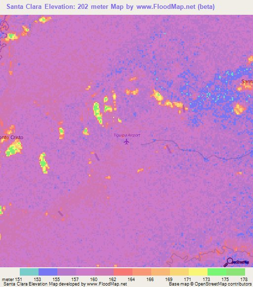 Santa Clara,Bolivia Elevation Map
