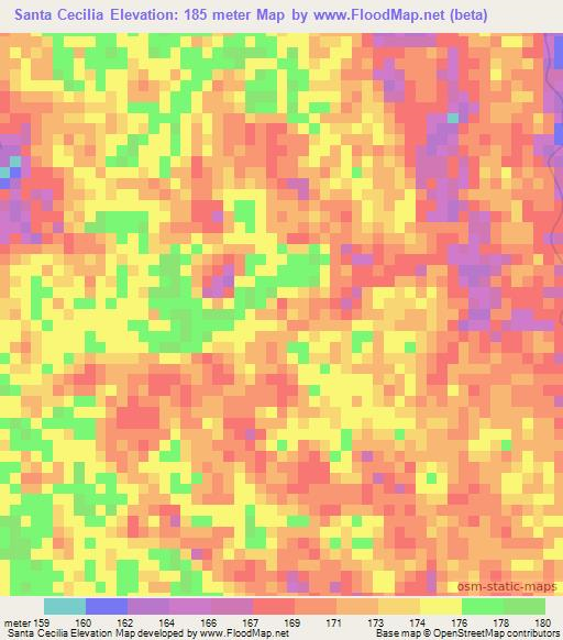 Santa Cecilia,Bolivia Elevation Map