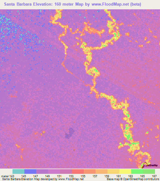 Santa Barbara,Bolivia Elevation Map