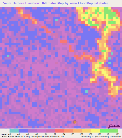 Santa Barbara,Bolivia Elevation Map
