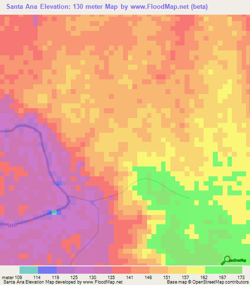 Santa Ana,Bolivia Elevation Map