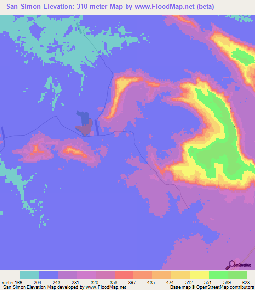 San Simon,Bolivia Elevation Map