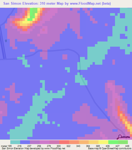 San Simon,Bolivia Elevation Map