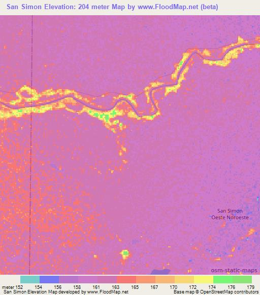 San Simon,Bolivia Elevation Map