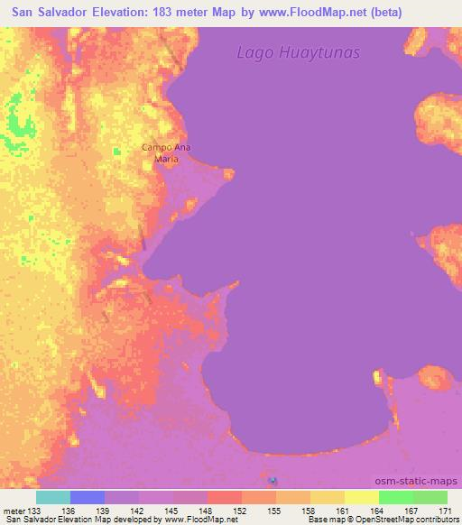 San Salvador,Bolivia Elevation Map