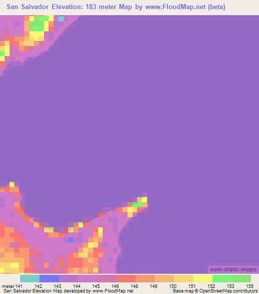 San Salvador,Bolivia Elevation Map