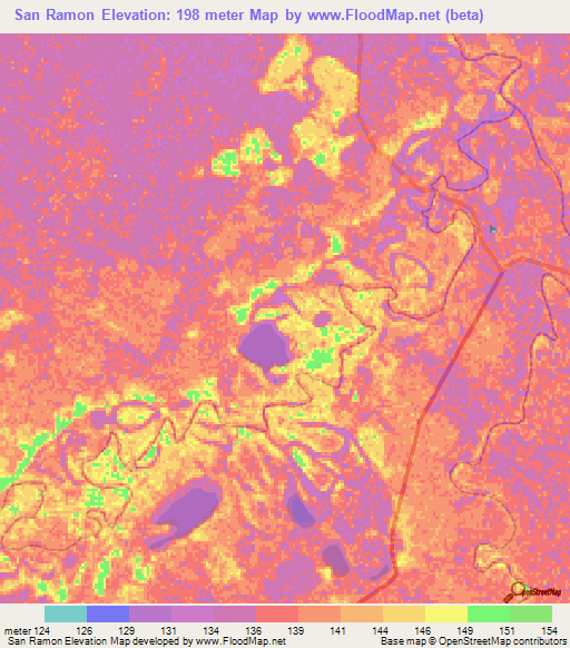 San Ramon,Bolivia Elevation Map