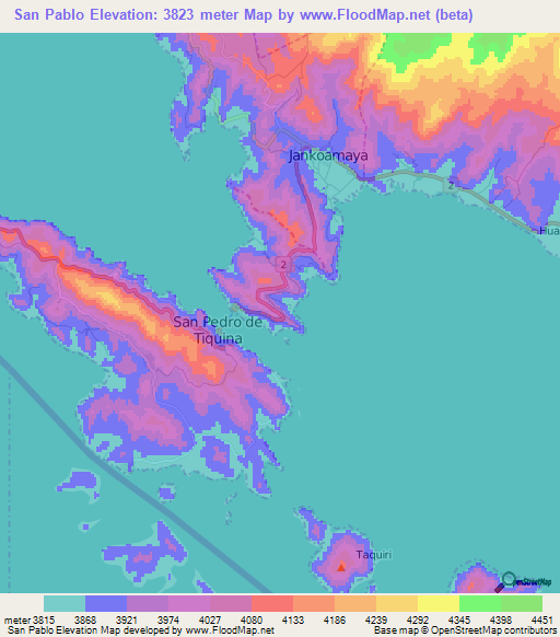 San Pablo,Bolivia Elevation Map