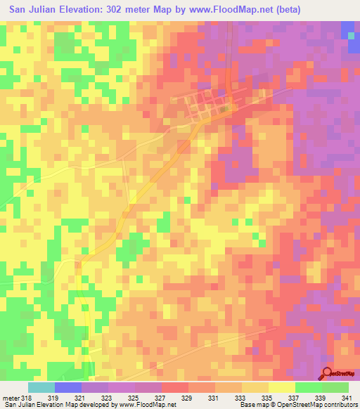 San Julian,Bolivia Elevation Map