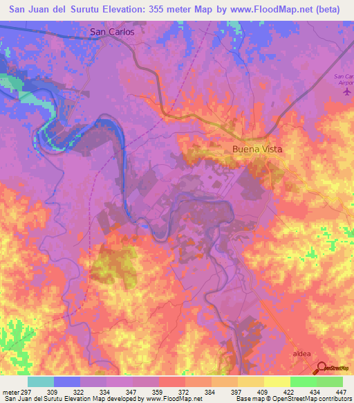 San Juan del Surutu,Bolivia Elevation Map