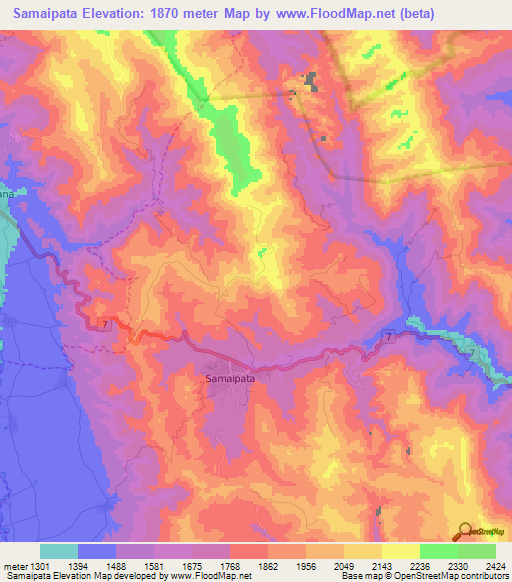 Samaipata,Bolivia Elevation Map