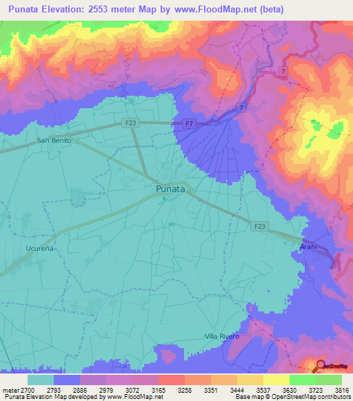 Punata,Bolivia Elevation Map