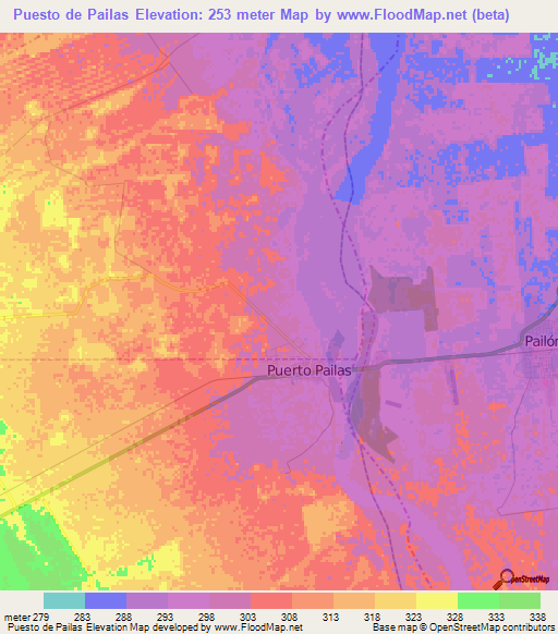 Puesto de Pailas,Bolivia Elevation Map