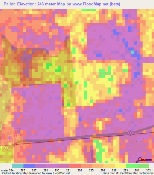 Pailon,Bolivia Elevation Map