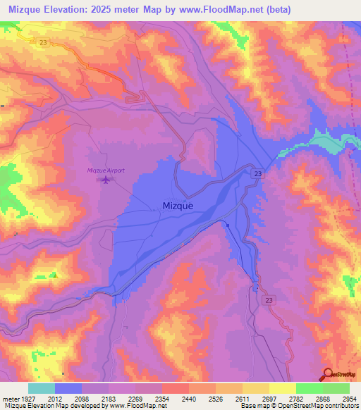 Mizque,Bolivia Elevation Map